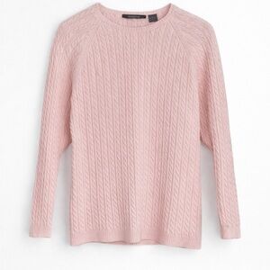 💗 Vintage Hillard & Hanson Baby Pink Cable Knit Sweater Women’s L Made in UK